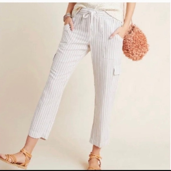 Anthropologie Striped Cream Pants - Picture 1 of 7